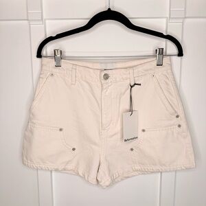Reformation Women's Off-White Jean Shorts High Rise